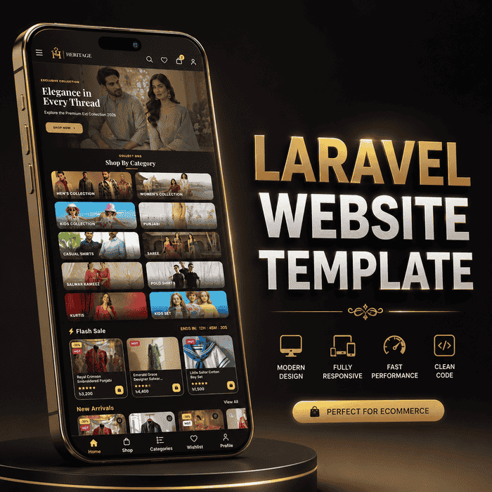 LARAVEL WEBSITE TEMPLATE (1) (1) Laravel Clothing Website Template – Modern Fashion eCommerce with Admin Panel - Image 1